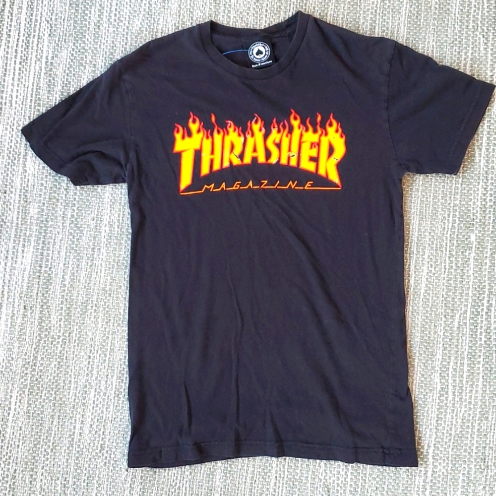 Vintage Y2k Thrasher inferno Shirt Flames size small